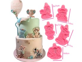 Pack 5 moldes silicona animales infantiles